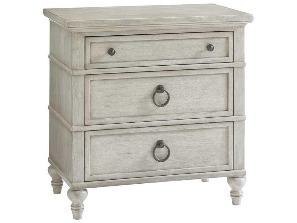 Oyster Bay Cedarhurst Nightstand with Three Drawers Distressed Oyster Finish