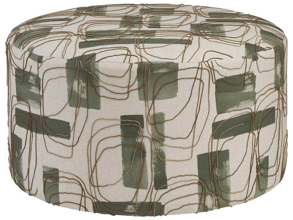 La Costa Rendova Green Round Upholstered Ottoman with Casters