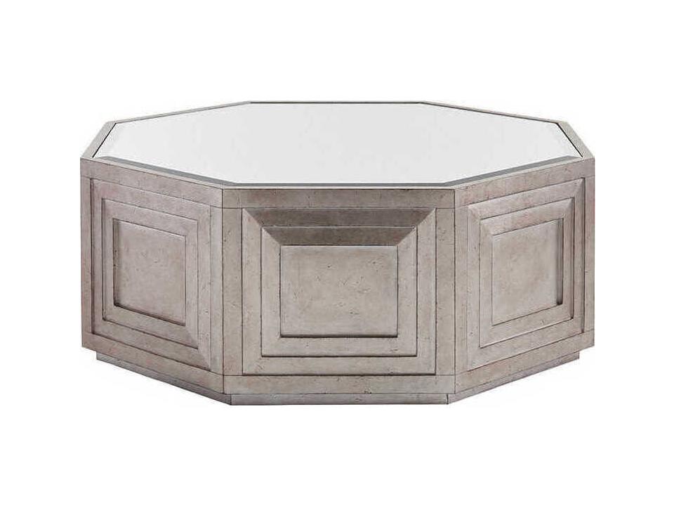 Ariana Rochelle Octagonal Mirrored Top Coffee Table in Silver Leaf