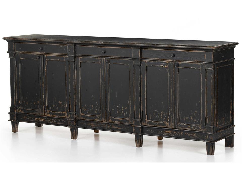 Globetrotter Marjorie 96" Pine Wood Distressed Black Sideboard