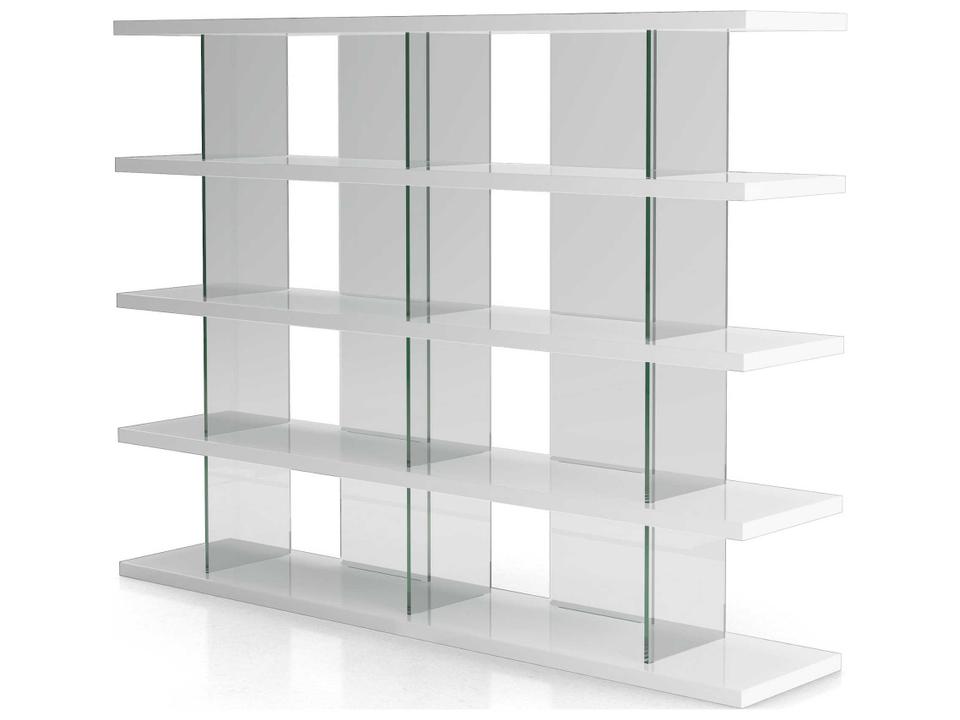 Modluxe Otford Bookcase Glossy White Modern Geometric