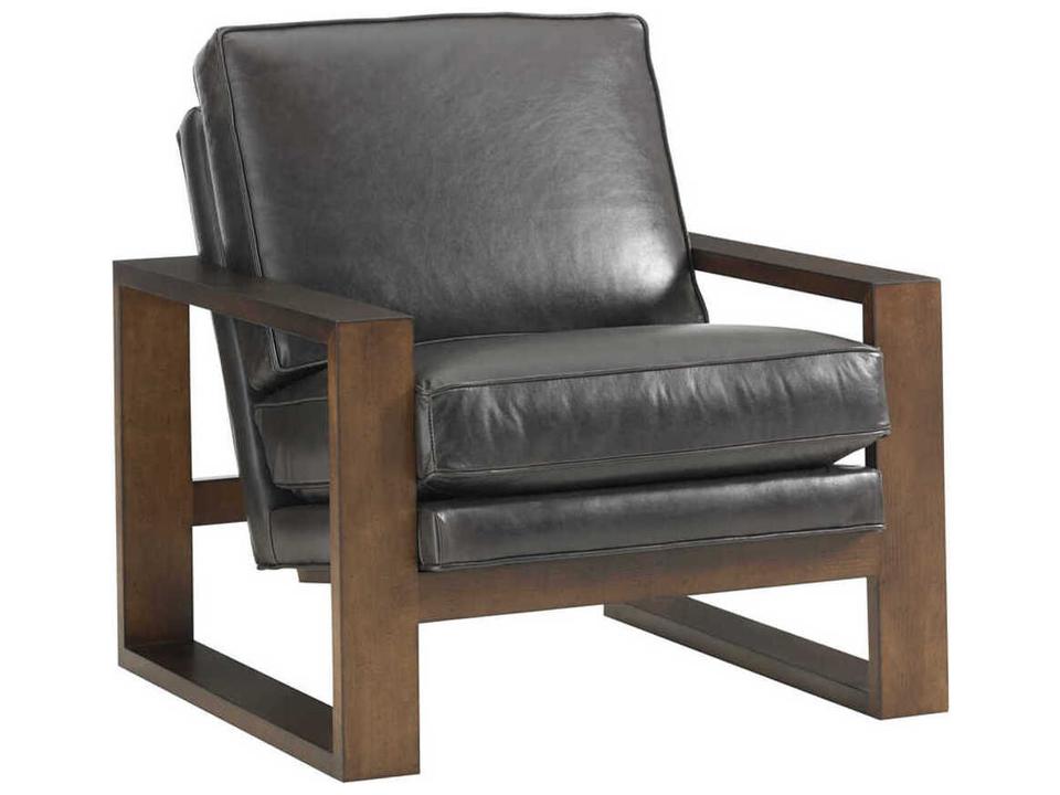 Axis Leather Accent Chair in Black