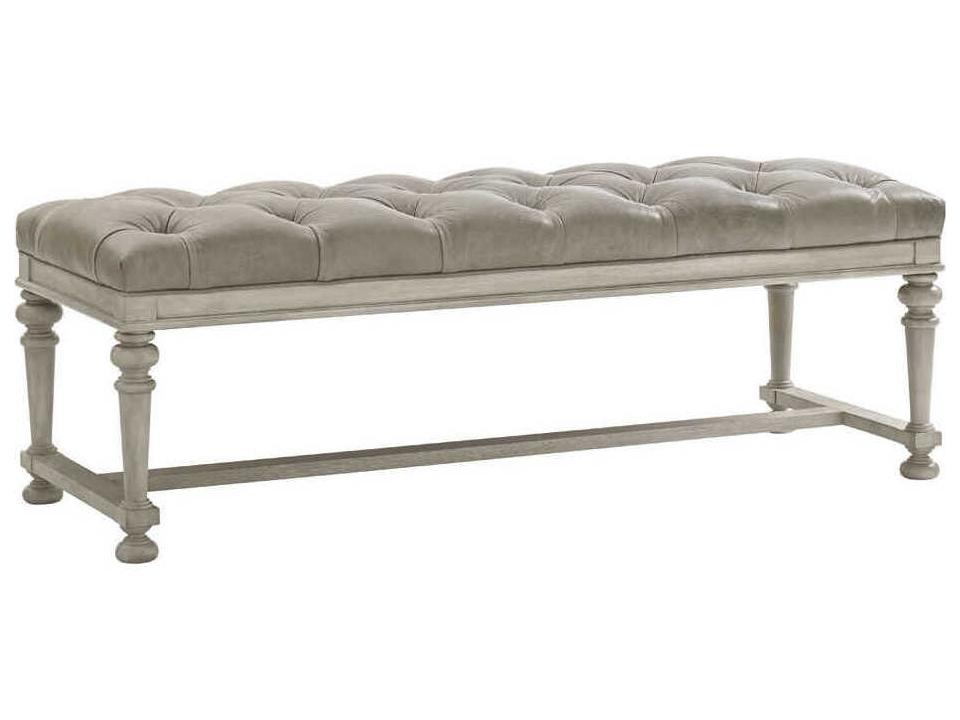 Oyster Bay Tufted Leather Accent Bench