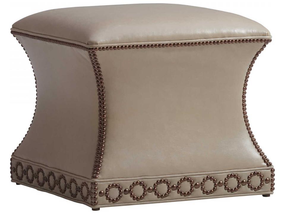 Carlyle Leather Ottoman with Nailhead Trim