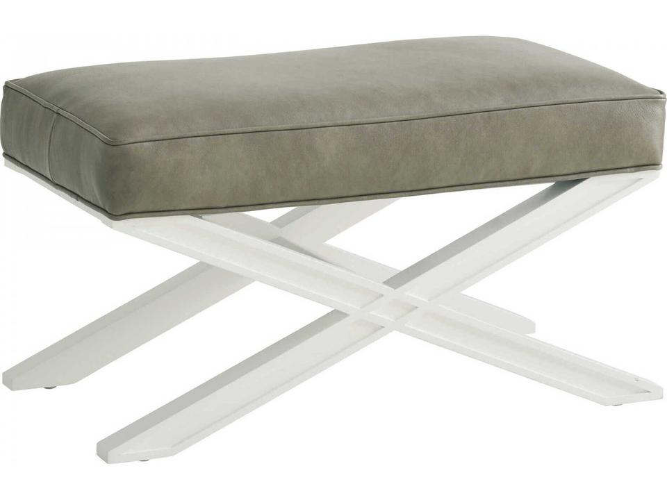 Avondale Leather Ottoman with Distinctive X-Base