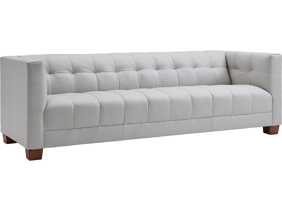 Kitano Emilia 3-Seat Leather Sofa with Channel-Tufted Back