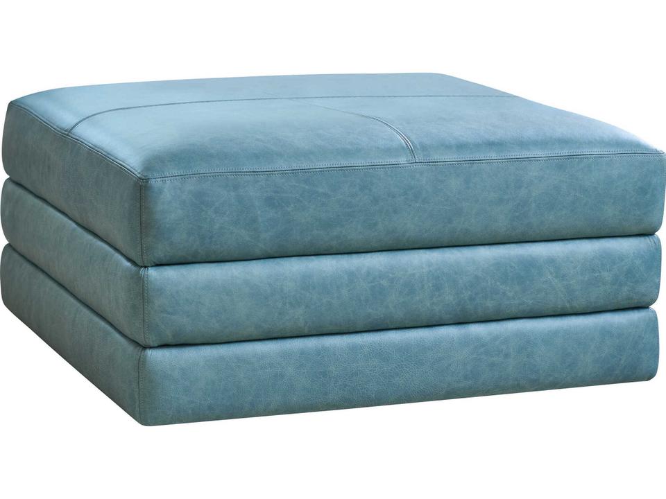 Leather Brickell Blue Ottoman