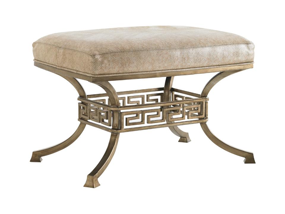Beldon Leather Ottoman with Gold Leaf Metal Base