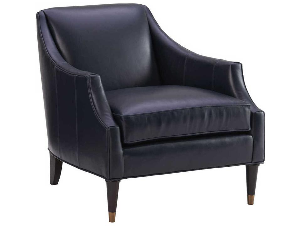 Carlyle Leather Accent Chair with Satin Gold Ferrules