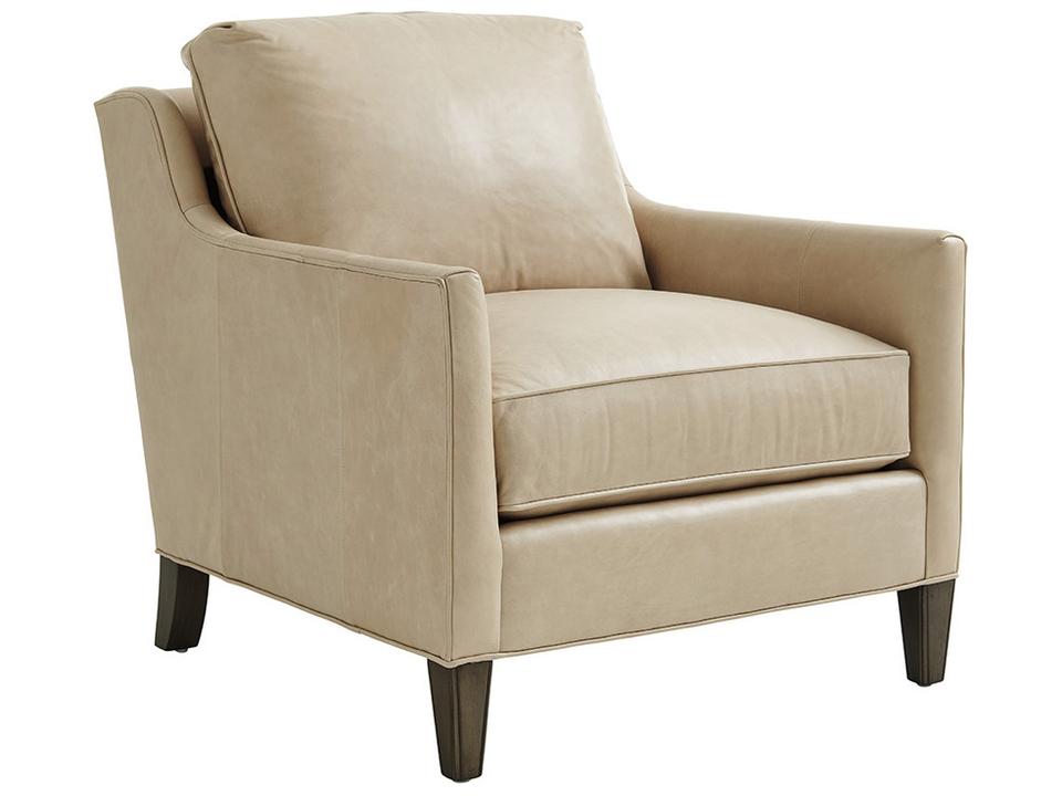 Ariana Turin Leather Accent Chair in Misty Gray