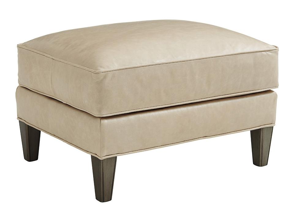Ariana Turin Leather Ottoman in Misty Gray