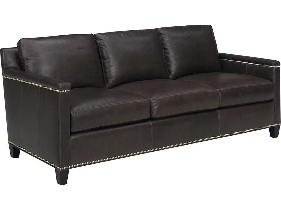 Strada Leather Sofa with Track Arms and Nailhead Trim