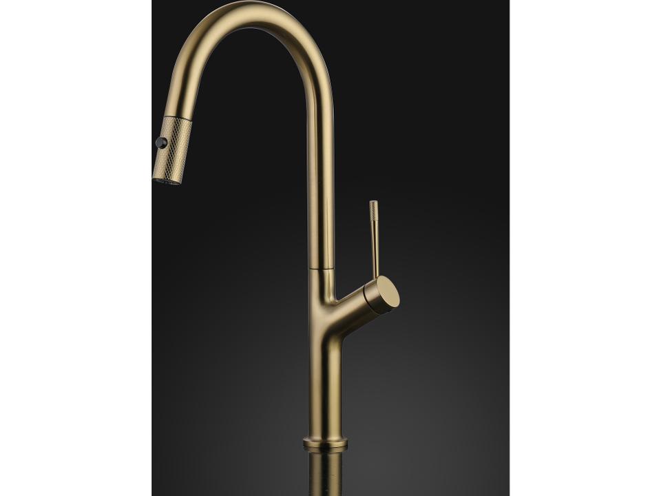 Eclissia Modern Kitchen Faucet with 2 Jets  Brushed Gold