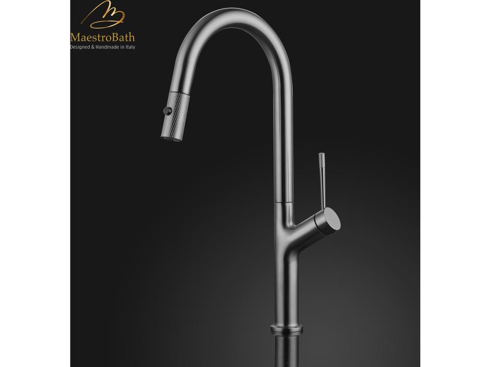 Eclissia Modern Kitchen Faucet with 2 Jets  Chrome