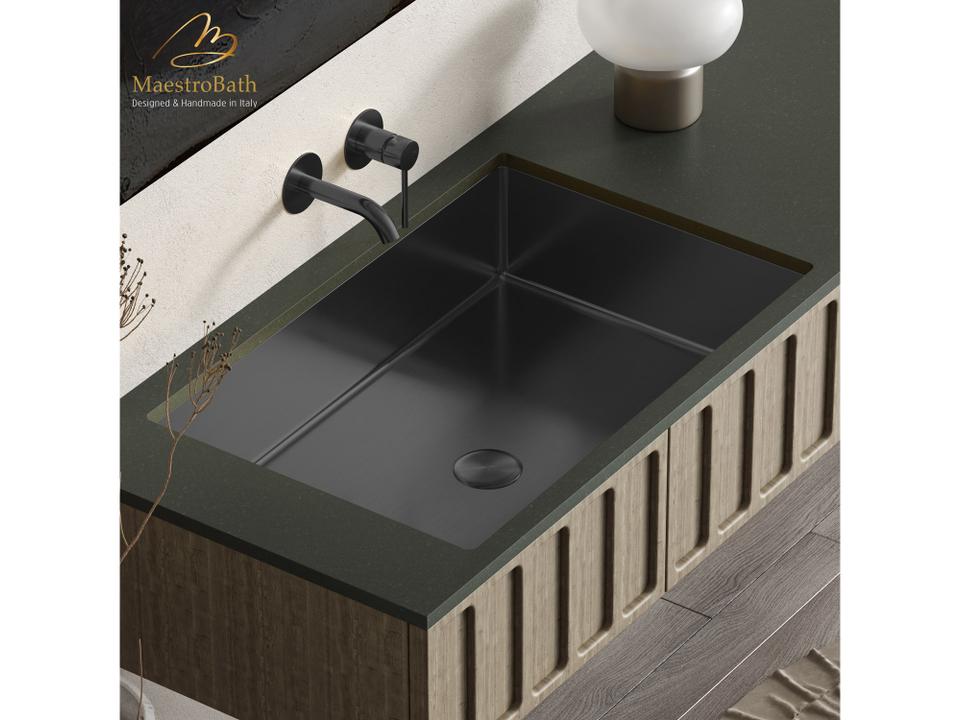 Unicorno Under-Mount Rectangular Bathroom Sink Gun Metal Stainless Steel