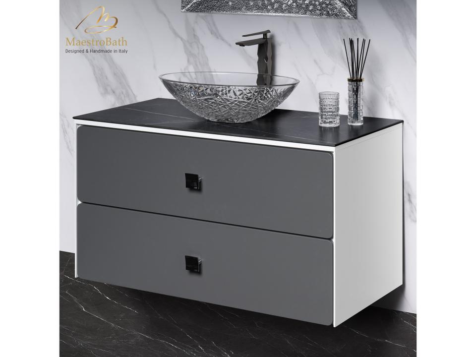 Nirvana Modern Bathroom Vanity  White And Silver  40"