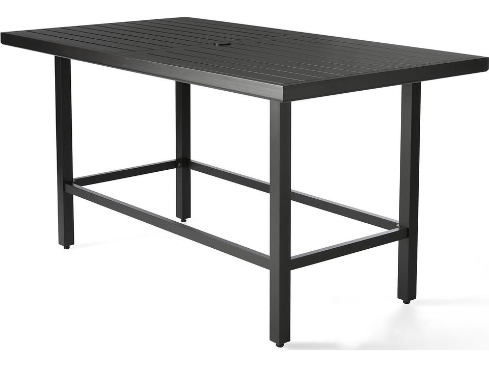 Trinidad Tables Aluminum Rectangular Outdoor Patio Counter Table with Umbrella Hole