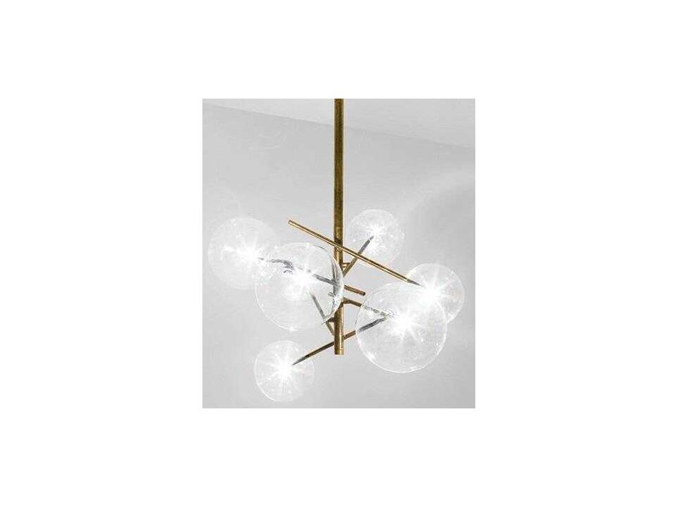 Free Clear Glass Gold Geometric Chandelier