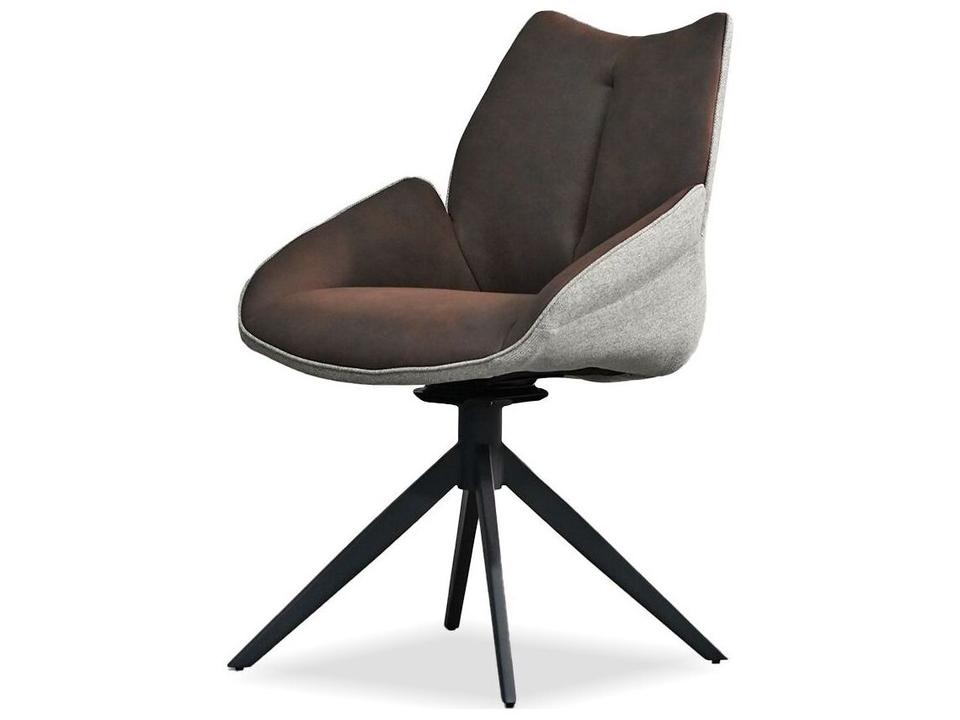 Gian Upholstered Arm Dining Chair in Espresso and Black