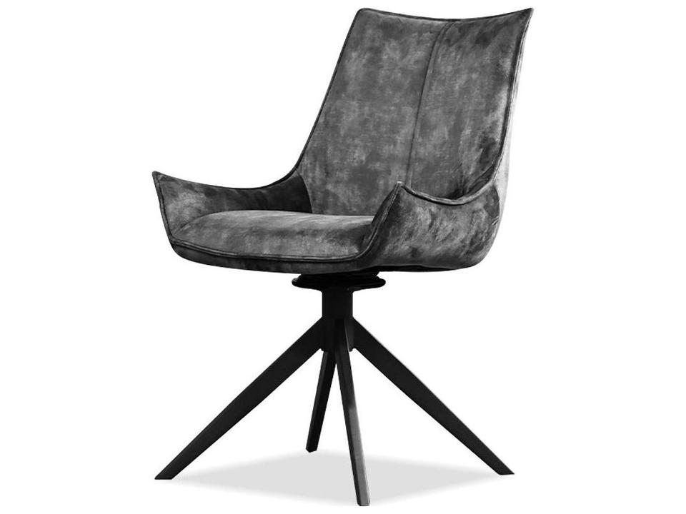 Giulia Armless Swivel Dining Chair Set of 2 in Anthracite Fabric