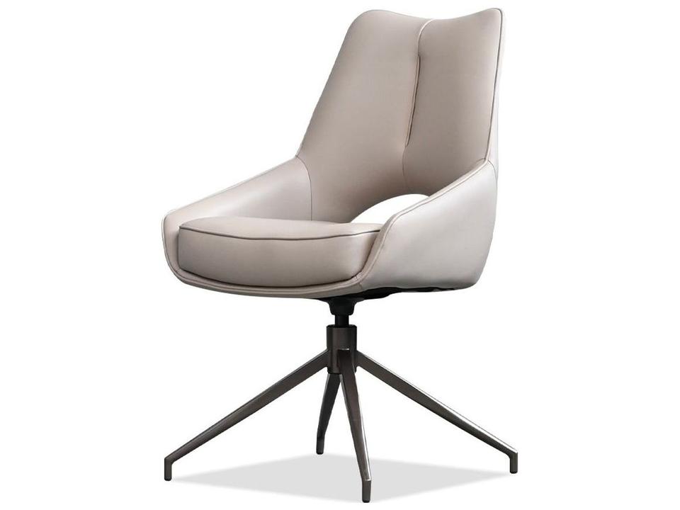 Sofia Beige Faux Leather Arm Dining Chair with Swivel Base