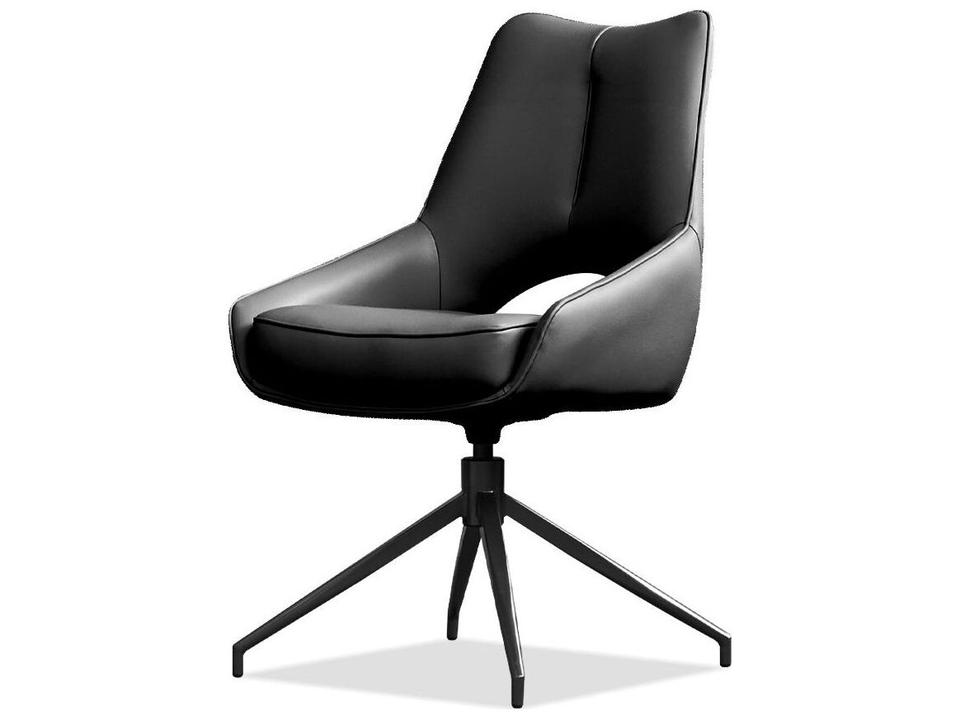 Sofia Black Faux Leather Swivel Arm Dining Chair with Black Base