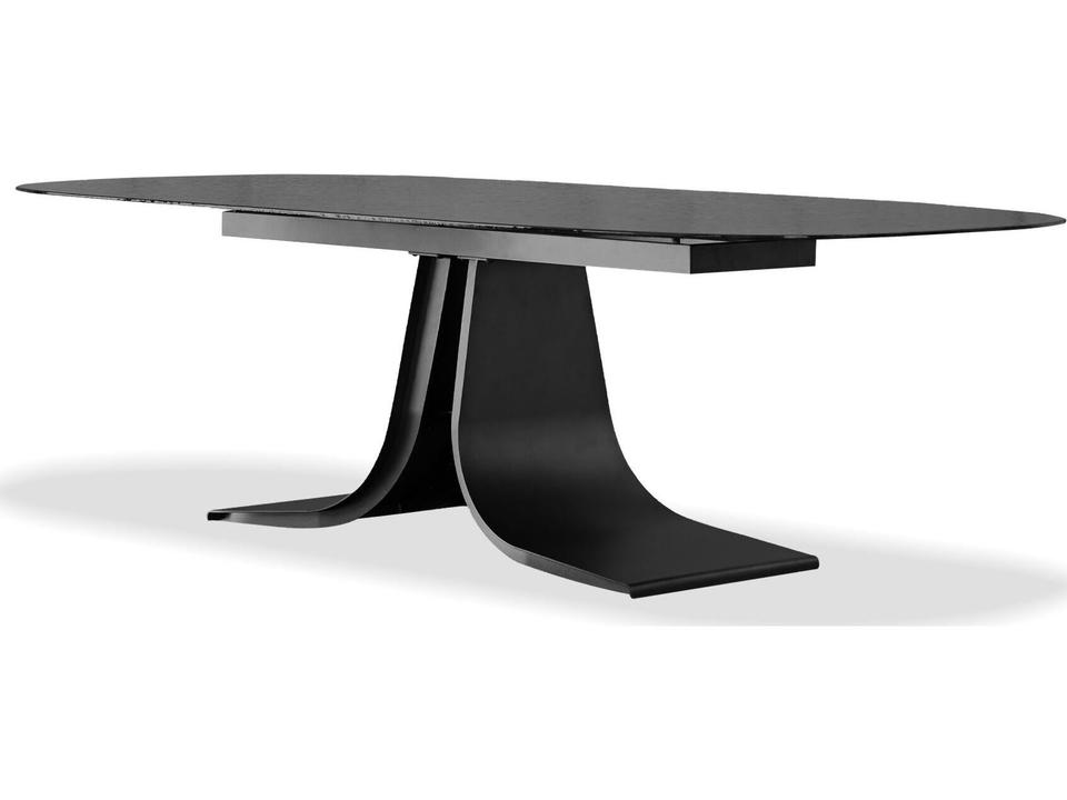 Ponza 103-Inch Oval Dining Table with Black Modern Melt Glass Top