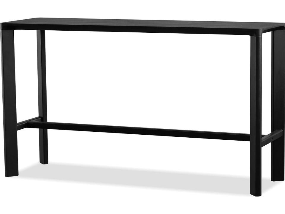Plank Rectangular Teak Wood Dining Table in Black Soot Finish