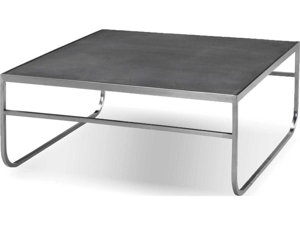 Crete Square Concrete Coffee Table with Brushed Stainless Steel Base