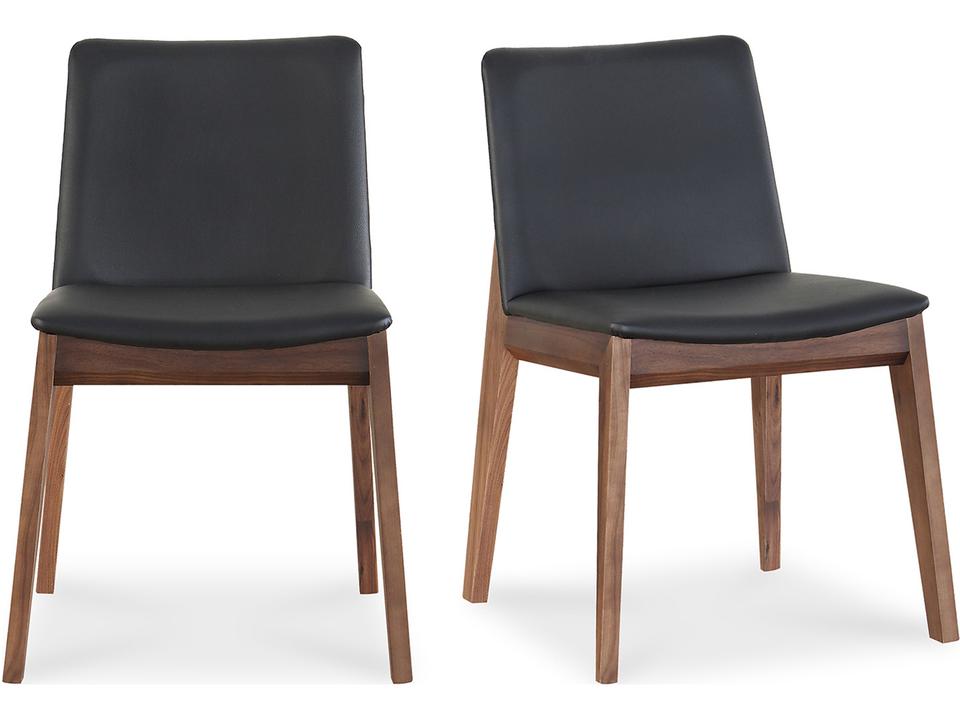 Deco Upholstered Dining Side Chair in Ebony PVC Set of Two