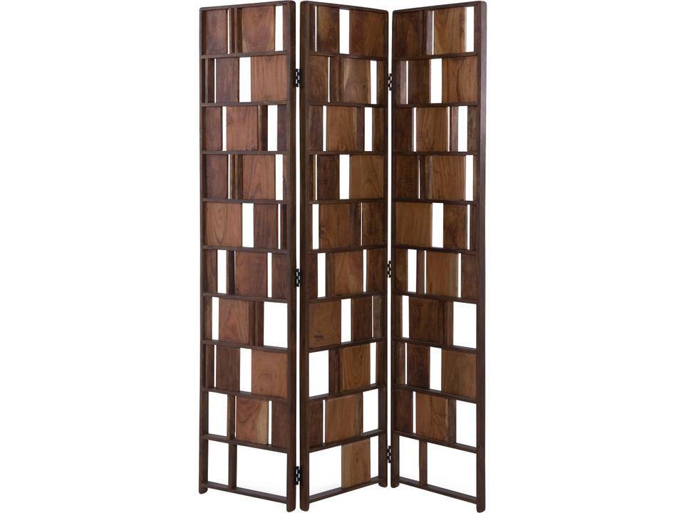 Multi 3 Panel Modern Acacia Wood Room Divider in Brown