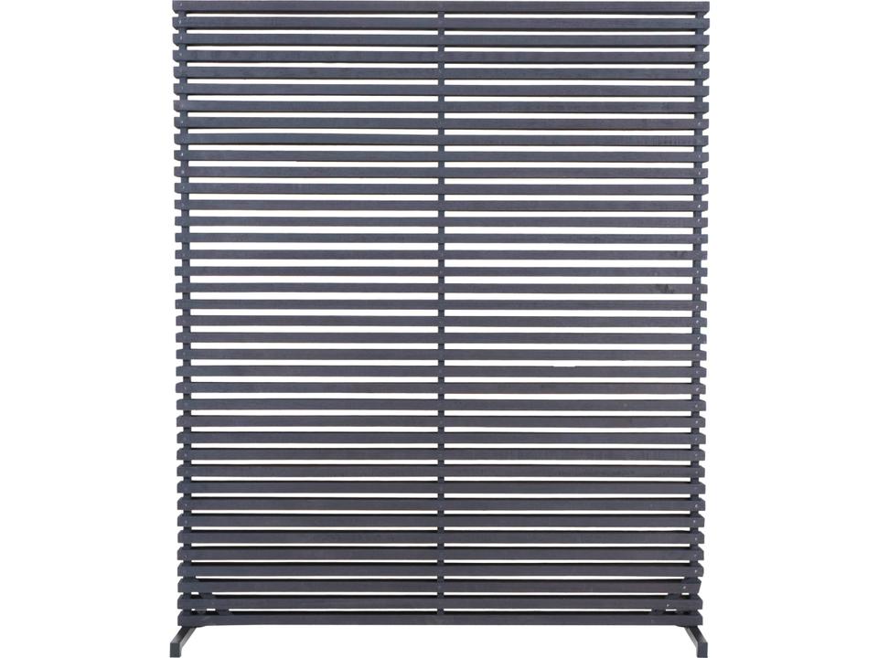Dallin Black Room Divider Screen with Hardwood Slats and Aluminum Frame
