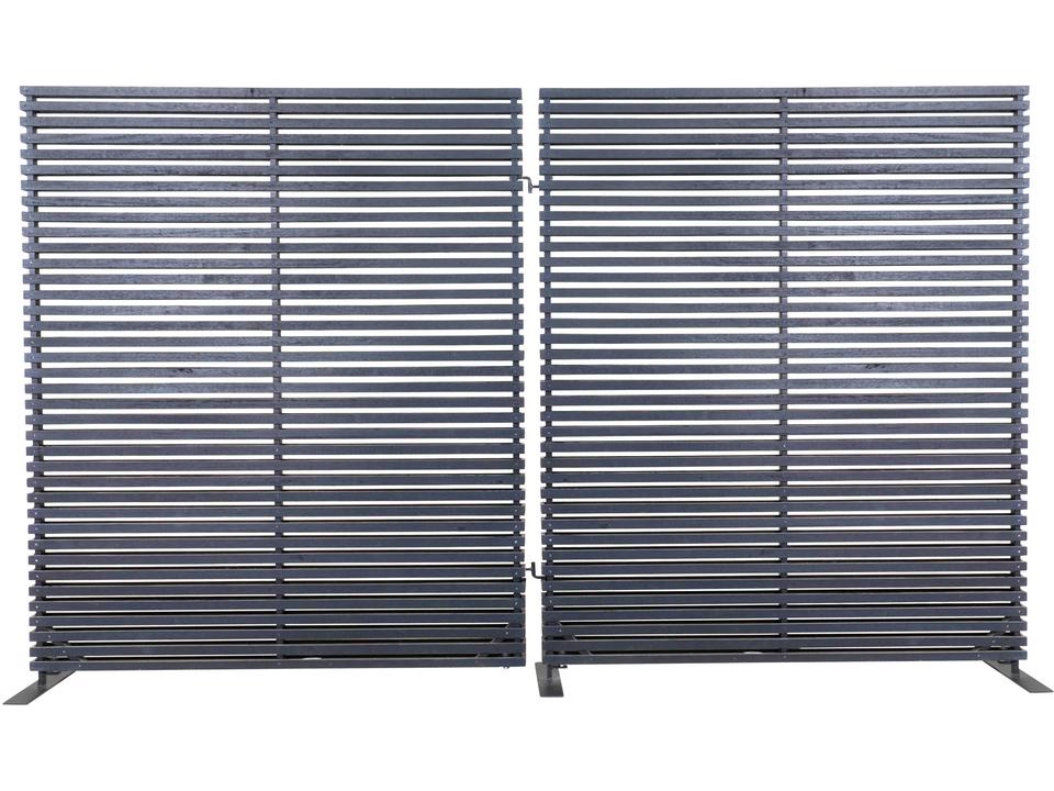 Damani 2 Panel Room Divider in Black with Hardwood and Aluminum Frame