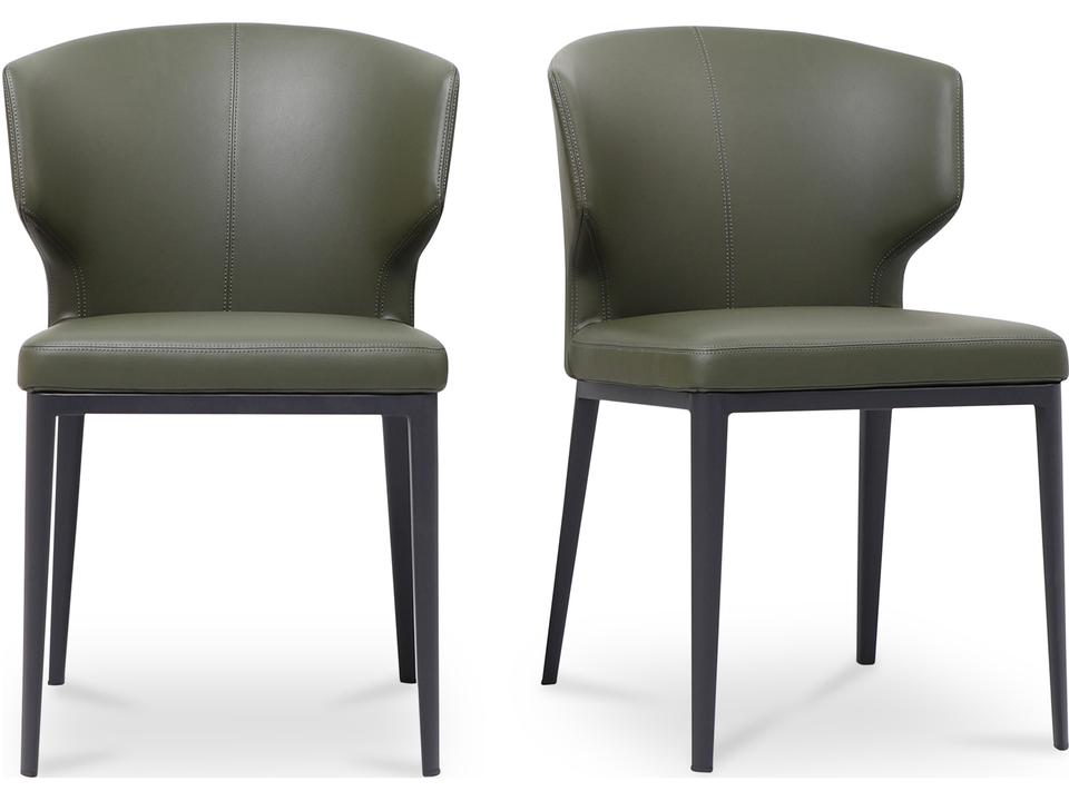 Delaney Armless Dining Side Chair Set of Two in Green Vegan Leather