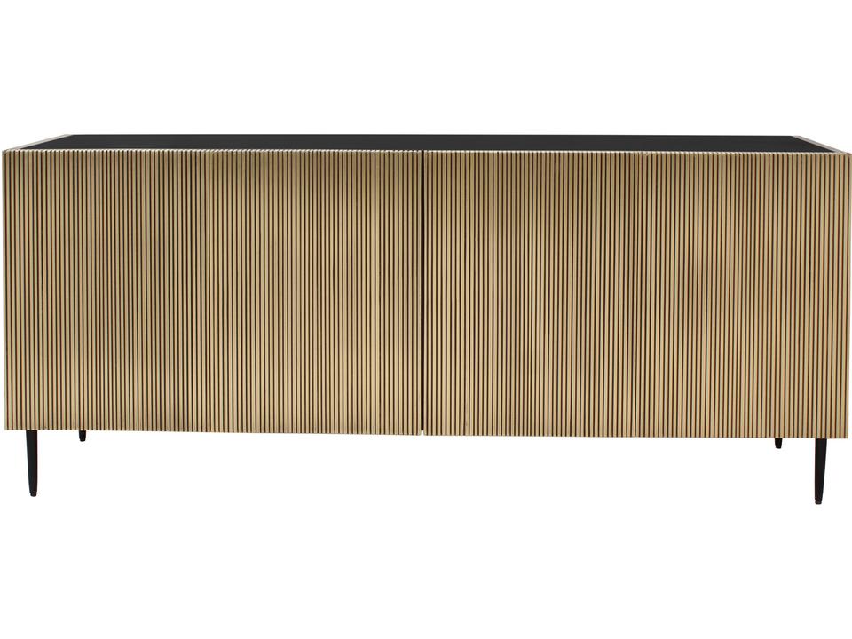 72" Mango Wood Antique Brass Black Sideboard