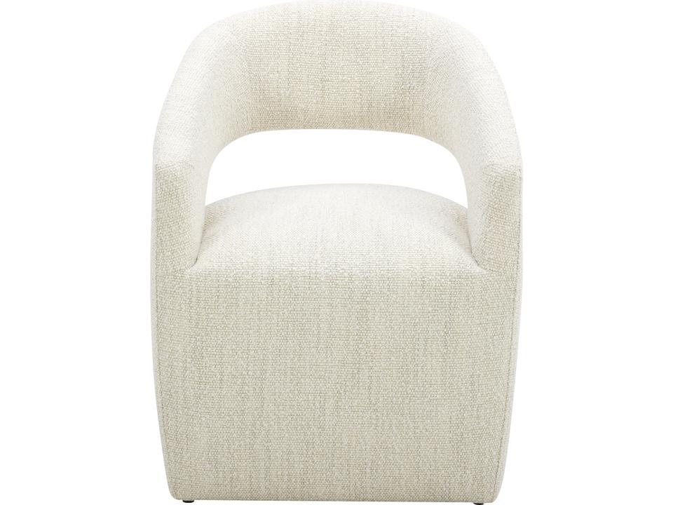 Barrow Swivel Upholstered Dining Armchair in White Mist Performance Fabric