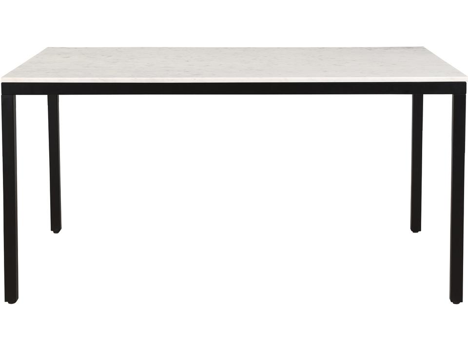 Parson Rectangle Dining Table in White Marble and Black Iron