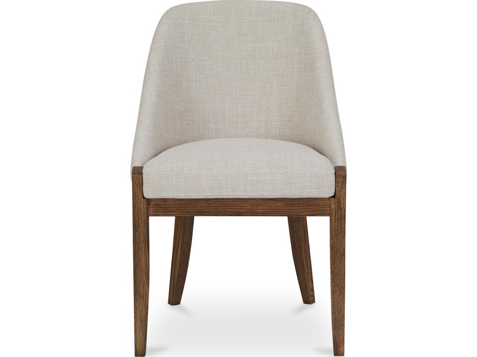 Edward Performance Fabric Dining Side Chair in Heather Beige with Solid Oak Frame
