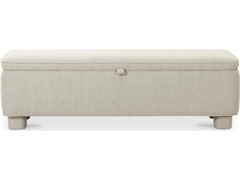 Ichigo Light Grey Upholstered Storage Bench with Rounded Edges