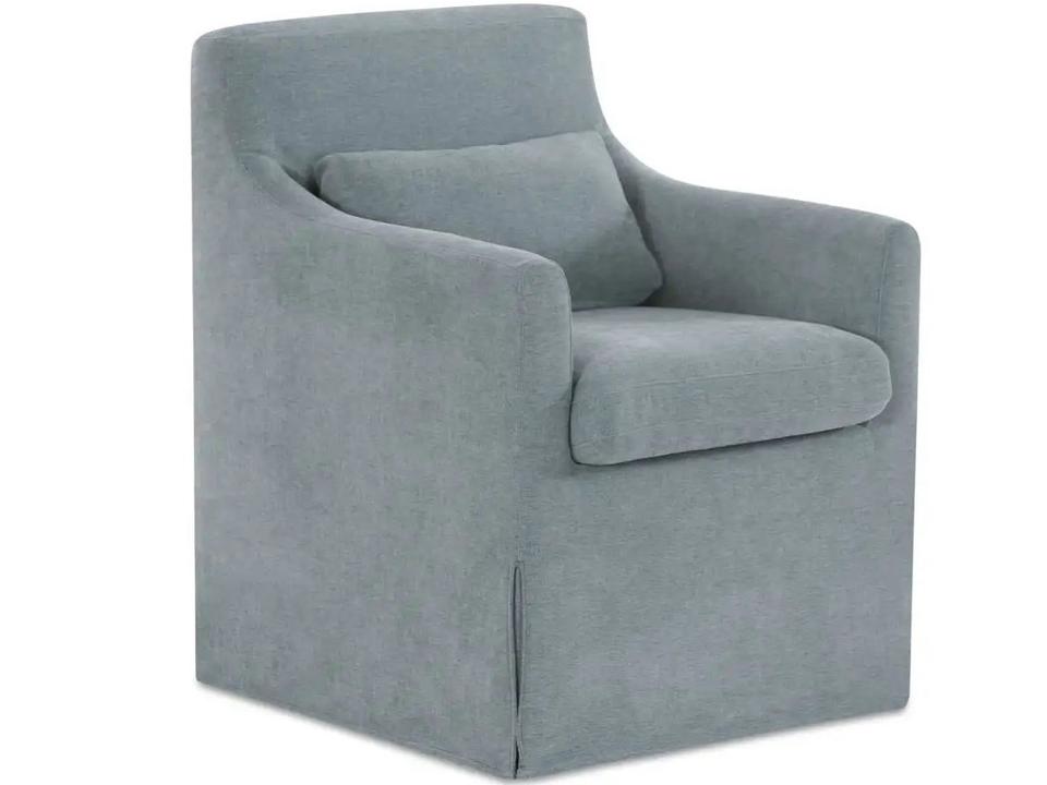 Lydia Plywood Blue Upholstered Arm Dining Chair