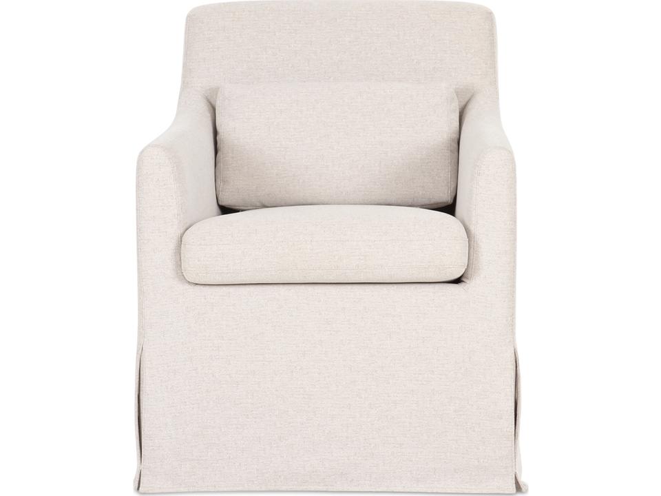 Lydia Upholstered Arm Dining Chair with White Slipcover