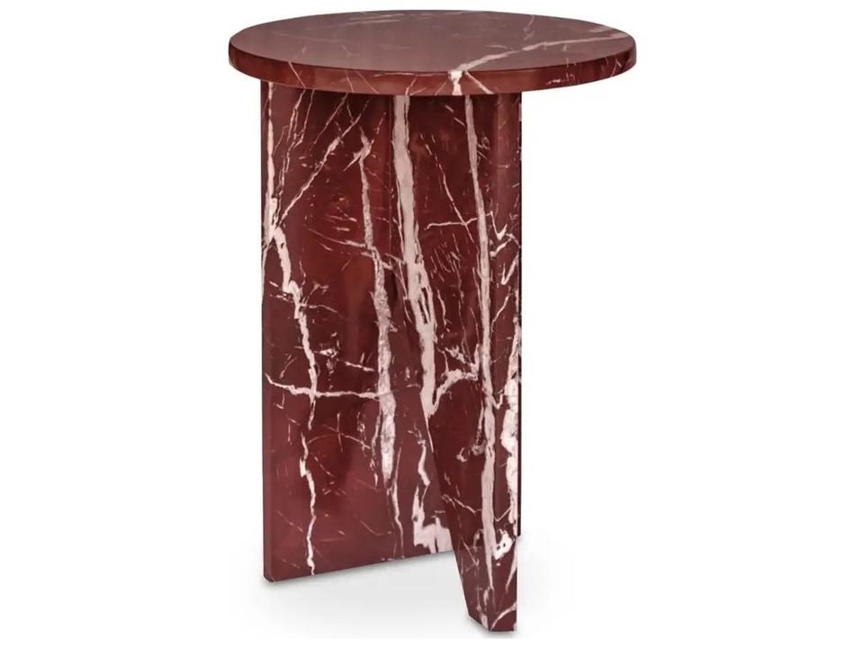 Grace Round Marble Red End Table