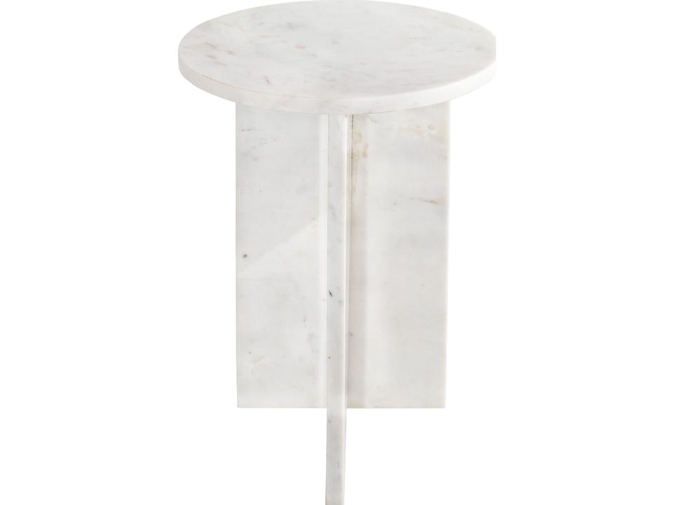 Grace Round Marble White End Table