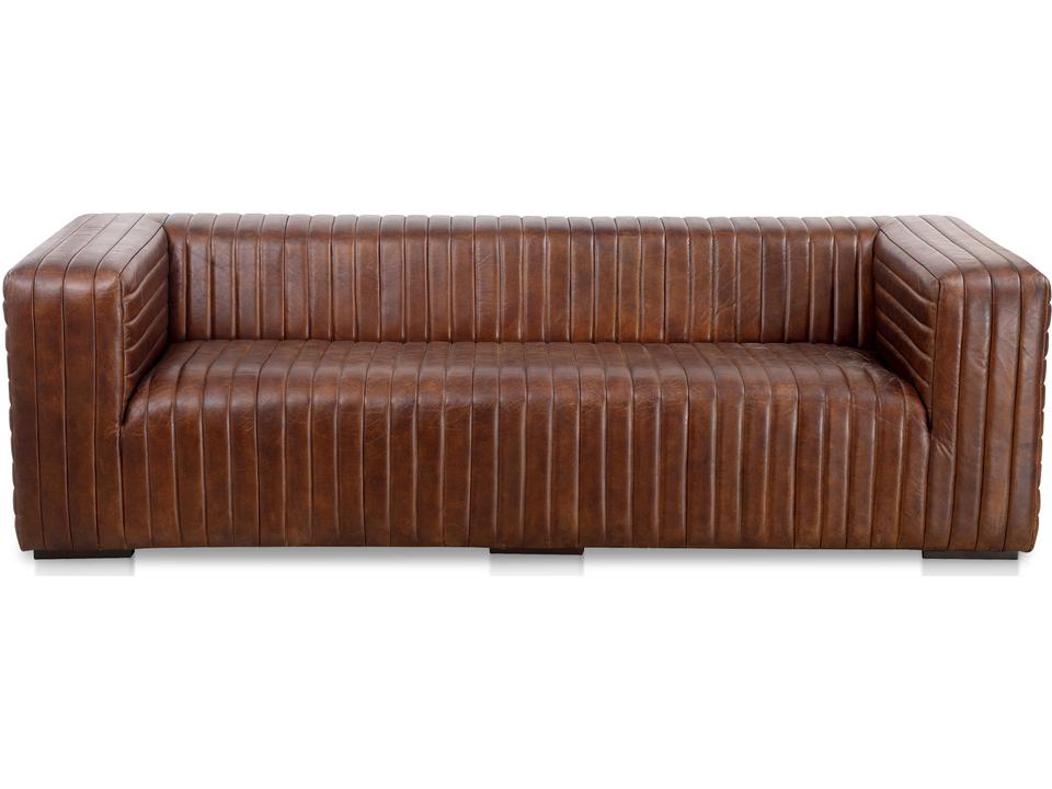 Castle 3-Seat Aniline Leather Sofa in Brown