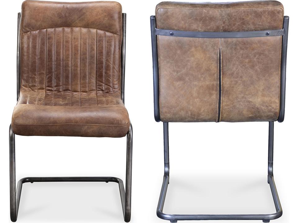 Ansel Leather Hardwood Brown Upholstered Side Dining Chair Set of 2 - Set of Two
