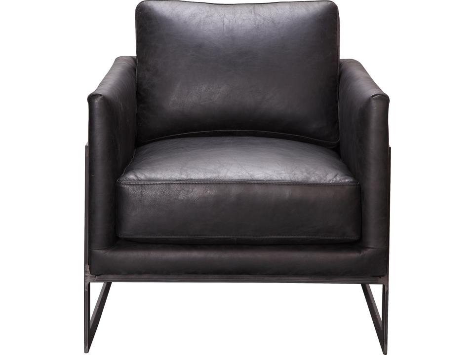 Luxley Black Top Grain Leather Accent Club Chair