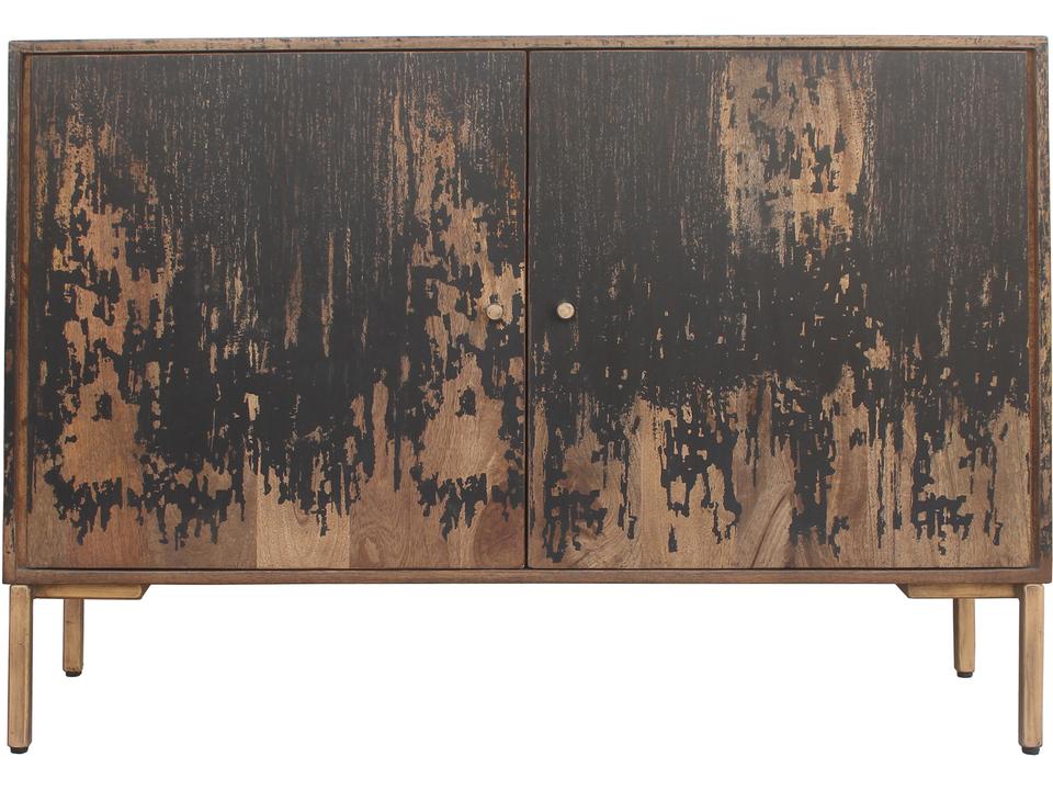 Artists Small Sideboard in Black Mango Wood with Iron Frame