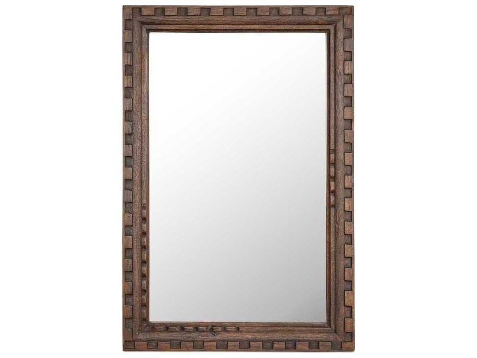 Holland Rectangular Wall Mirror in Brown Mango Wood