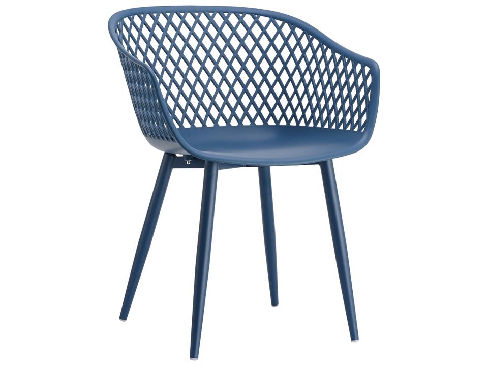 Piazza Blue Arm Dining Chair Set of 2 with Powder Coated Metal Legs