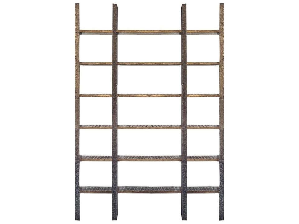 Taunton I 80L x  10.5W x 90H Brown Wood and Black Iron Six Shelving Unit